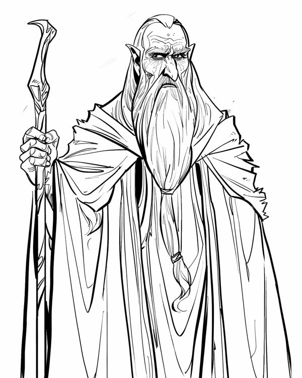 Lord of the Rings coloring page of the wizard, Saruman the White
