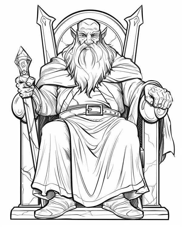 Lord of the Rings coloring page of King Thorin Oakenshield