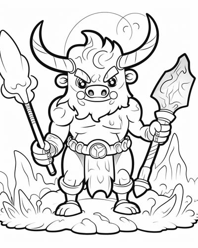 monsters and creatures - minotaur coloring page