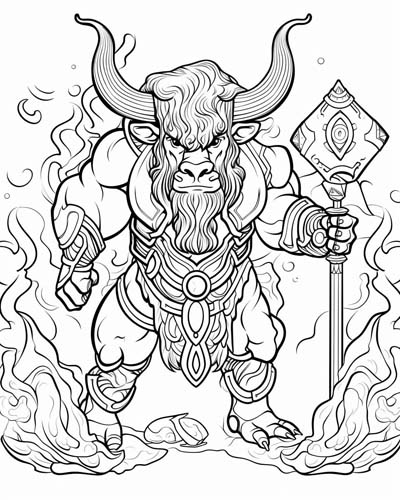 monsters and creatures - minotaur coloring page
