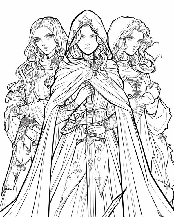 Narnia coloring page of the dark hags or sorceresses