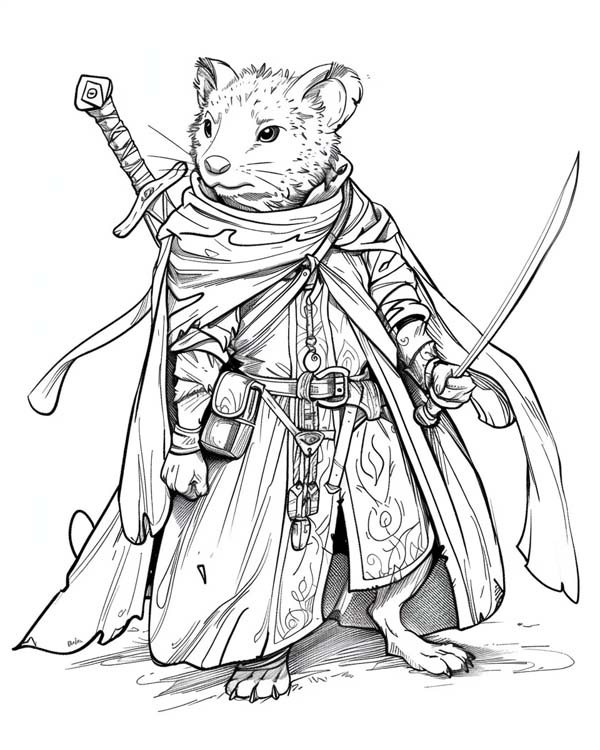 Narnia coloring page of Reepicheep, the mouse warrior