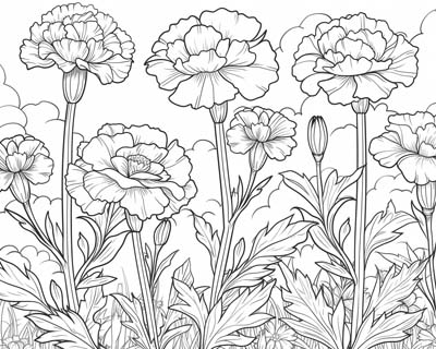 coloring page of a marigold
