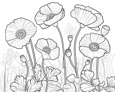 coloring page of poppies