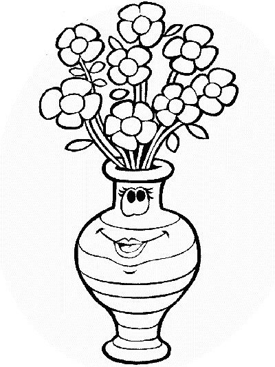 cartoon flower vase coloring page