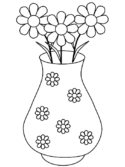 cartoon flower vase coloring page