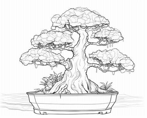 realistic bonsai coloring page