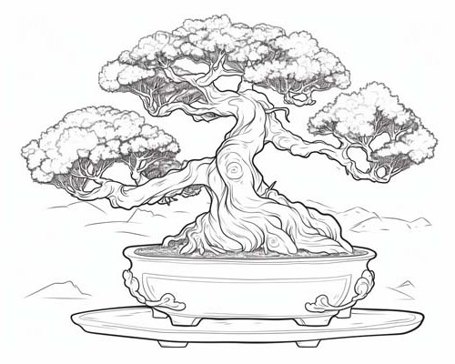 realistic bonsai coloring page
