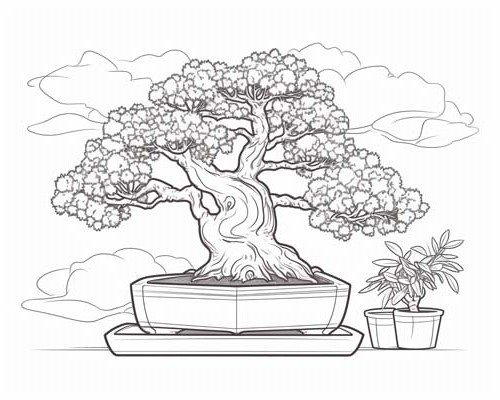realistic bonsai coloring page
