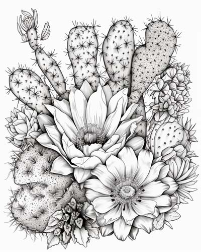cactus adult coloring page