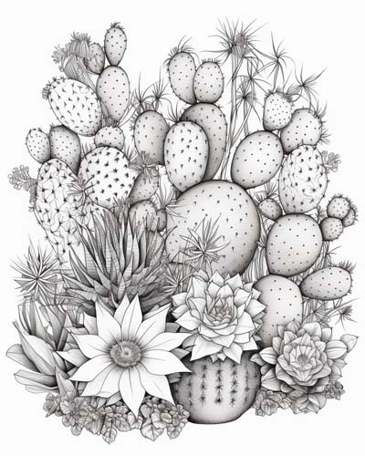 cactus adult coloring page