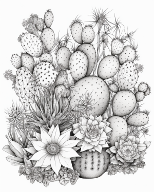 10 Adorable Cactus Printable Coloring Pages for Adults: Unwind with Nature's Prickly Charm