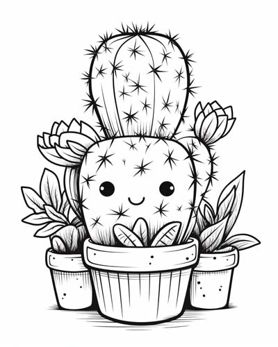 cartoon cactus coloring page
