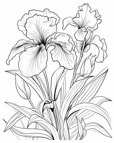 realistic iris coloring page