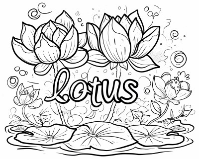 lotus word art coloring page