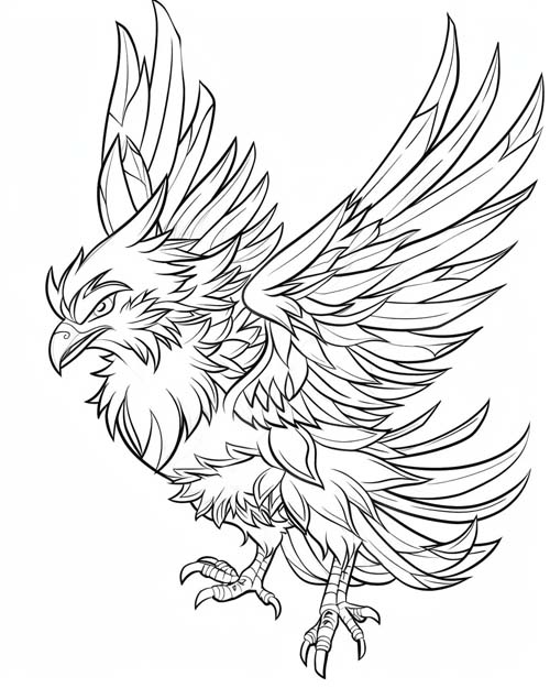 European folklore coloring page of the firebird