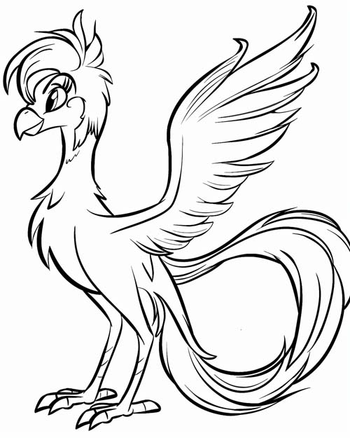 cartoon coloring page of the firebird
