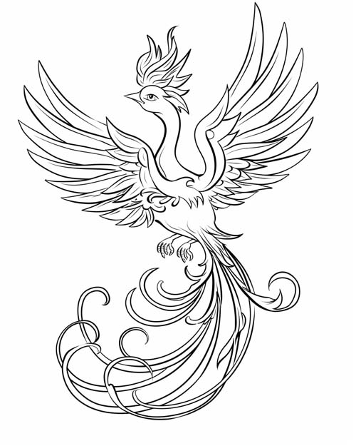 European folklore coloring page of the firebird