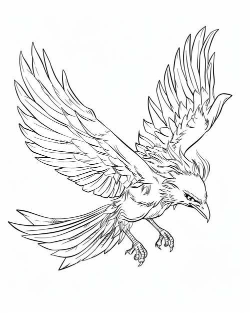 European folklore coloring page of the firebird