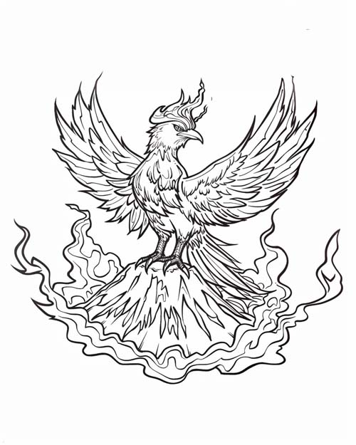 European folklore coloring page of the firebird
