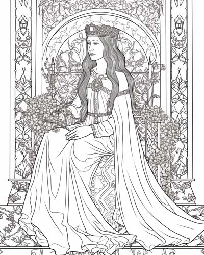 Eleanor of Aquitaine at court coloring page