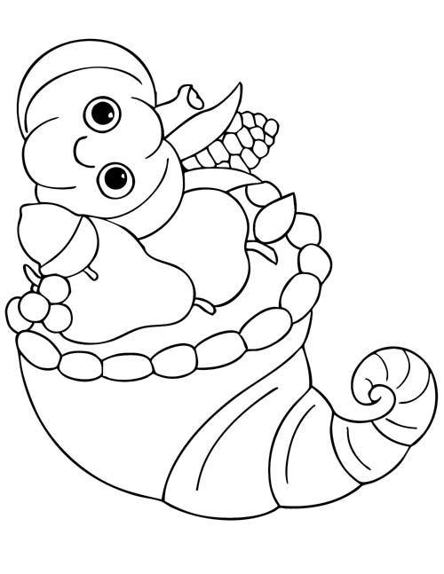 simple cornucopia coloring page