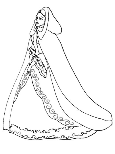 pretty girl with a hooded cloak coloring book pages