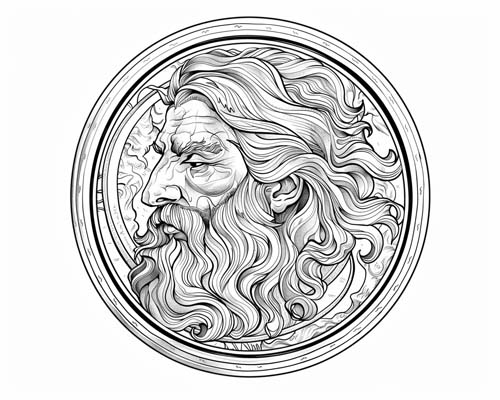 Greek mythology coloring page of a coin for the ferryman