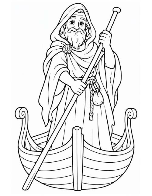 preschool Greek mythology coloring page of Charon