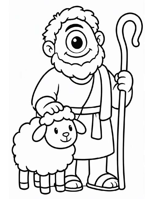 preschool Greek mythology coloring page of Polyphemus