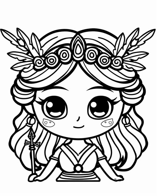 cartoon coloring page of Athena