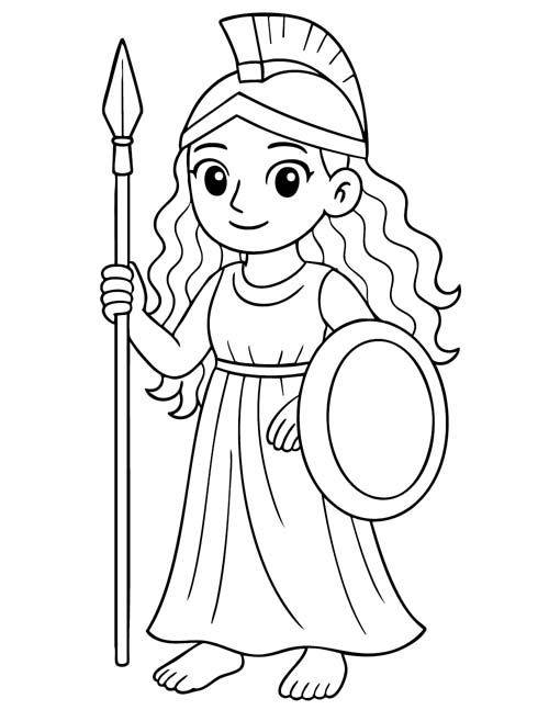 simple preschool coloring page of Athena