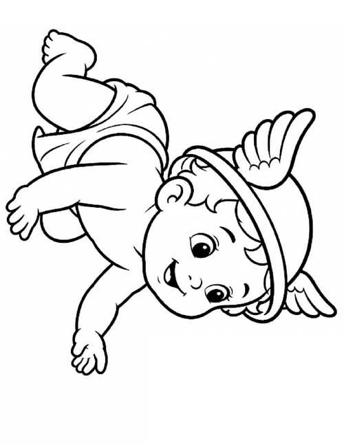 cartoon coloring page of baby Hermes crawling