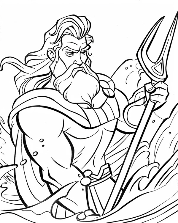 Poseidon Coloring Pages Greek Mythology