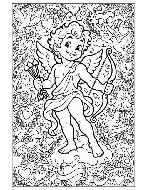 adult or teen doodle coloring page of Eros