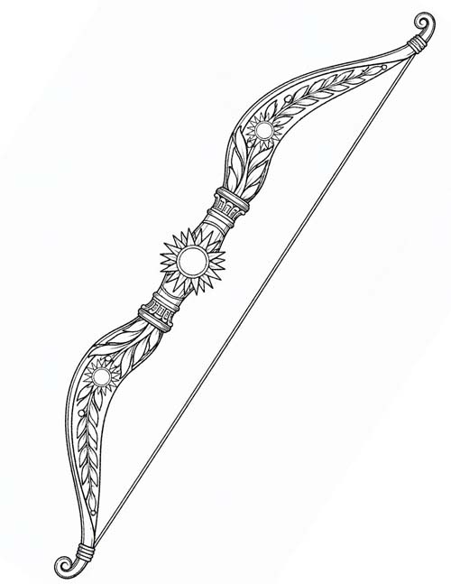 Greek mythology coloring page of the silver bow of Apollo