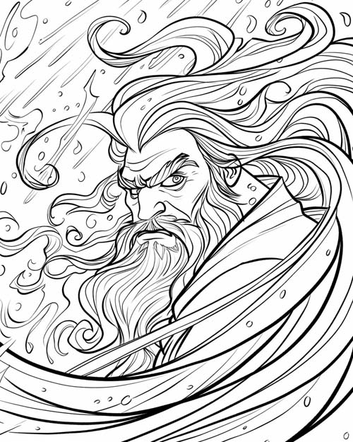 Zeus, the rain bringer, coloring page