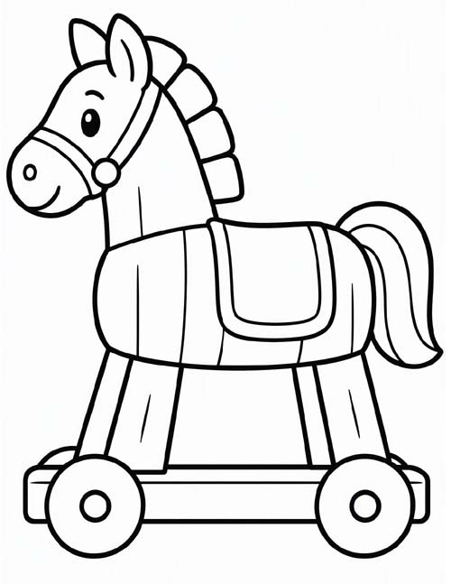 preschool coloring page of the Trojan Horse
