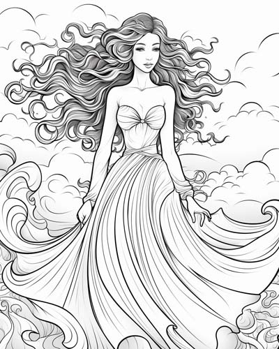 Nymph of the Sea coloring page