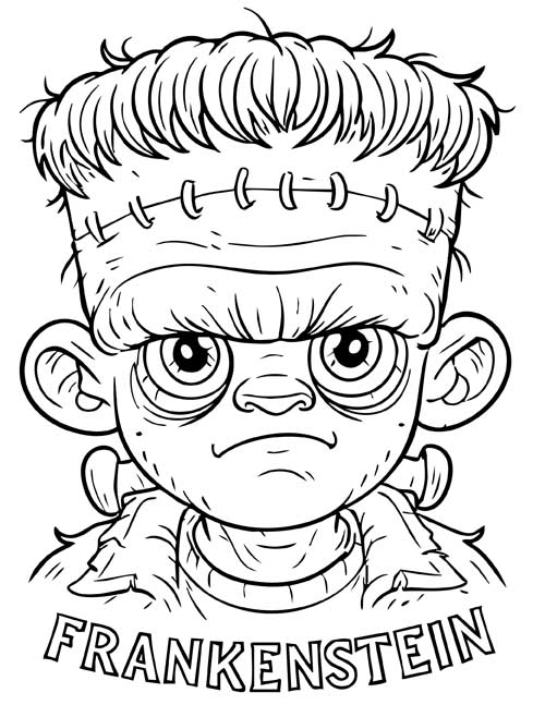 cartoon Frankenstein's monster coloring page