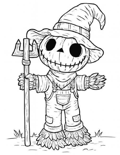 scarecrow jack-o-lantern coloring page