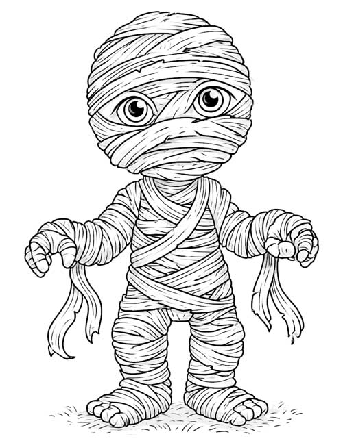 bold lines mummy coloring page