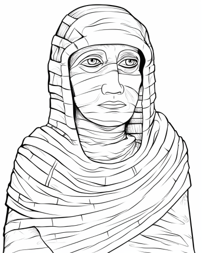 Realistic mummy coloring page