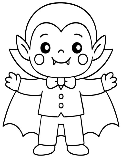 simple coloring page of a vampire