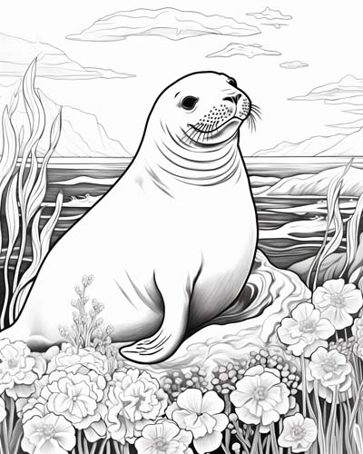 Hawaiian monk seal coloring page