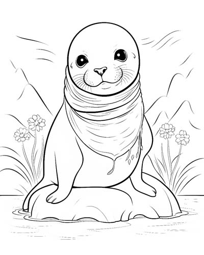 Hawaiian monk seal coloring page
