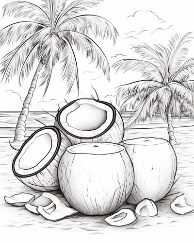 Hawaiian coconuts coloring page