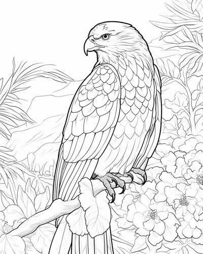 Hawaiian hawk coloring page