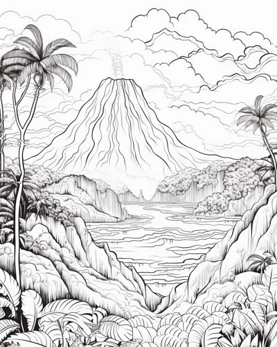 Hawaiian volcano coloring page