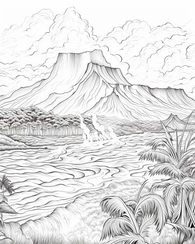 Hawaiian volcano coloring page
